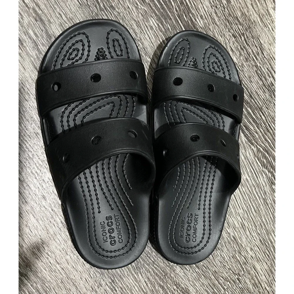 Crocs Classic Sandals Black Kids J3 Iconic Crocs Comfort Lightweight